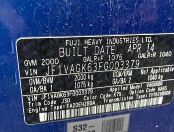 VIN WRX 262